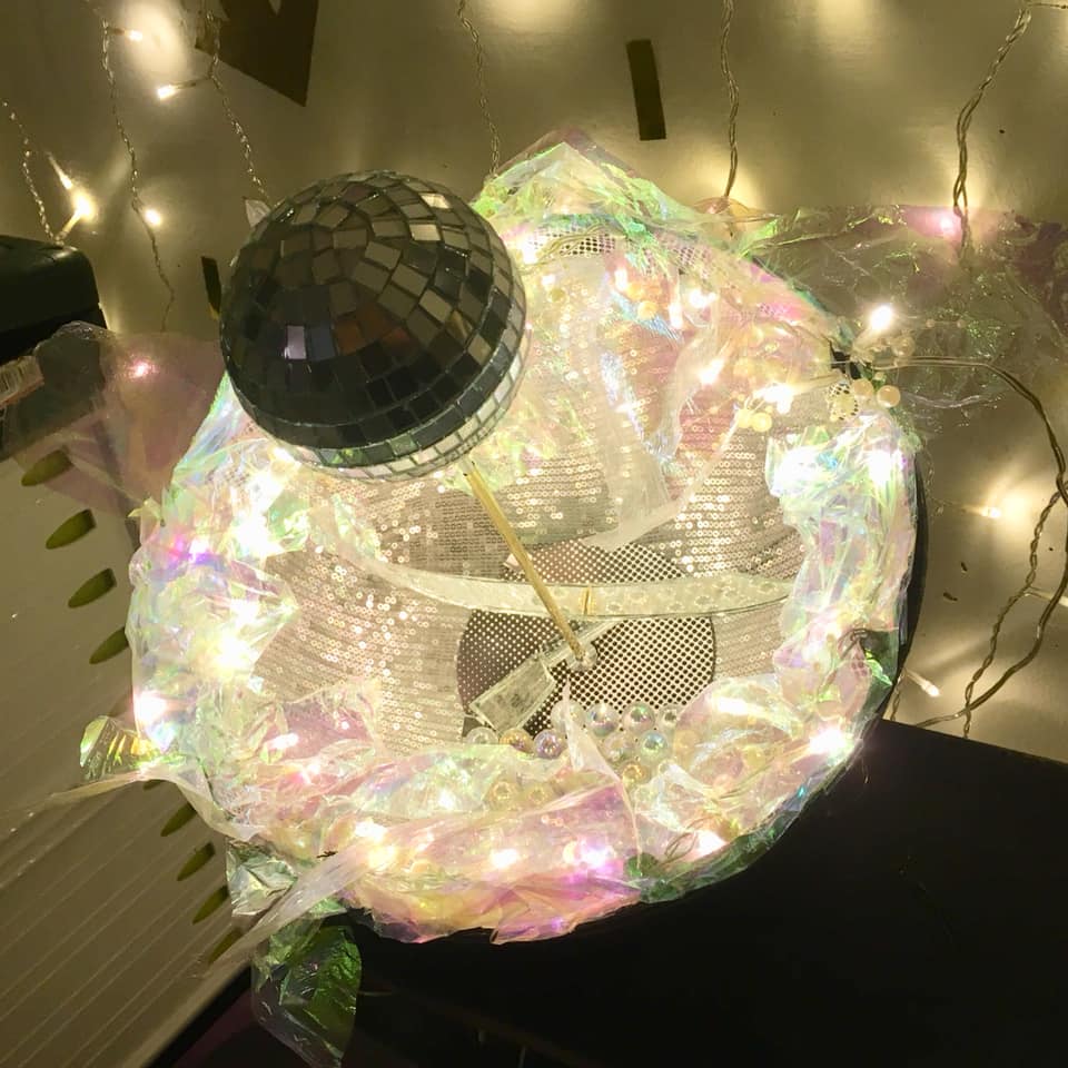 Lampe aus alter Discokugel für am Boden - dia. 30cm - CHF 185.-